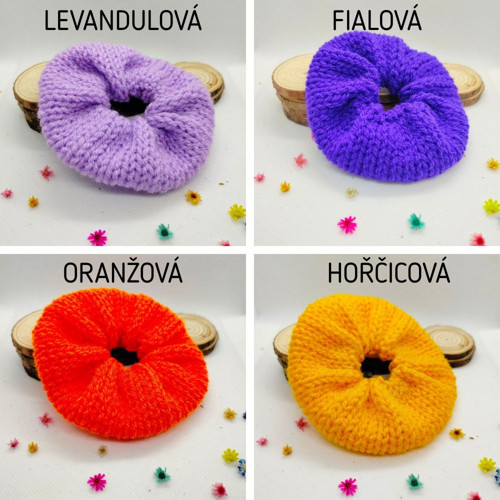 Pletená scrunchie gumička do vlasů — foto 2
