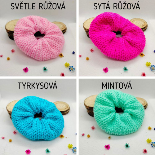 Pletená scrunchie gumička do vlasů — foto 3