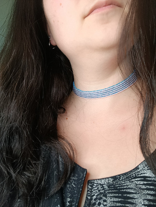 Náhrdelník choker modrá/růžová — foto 4