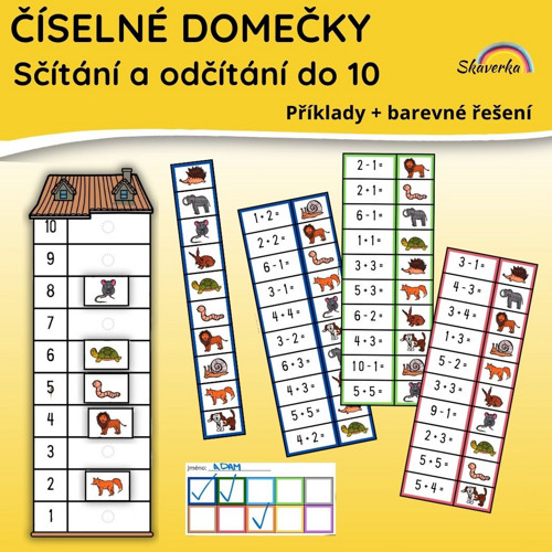 ČÍSELNÉ DOMEČKY - Sčítání a odčítání do 10 (pdf) — foto 2