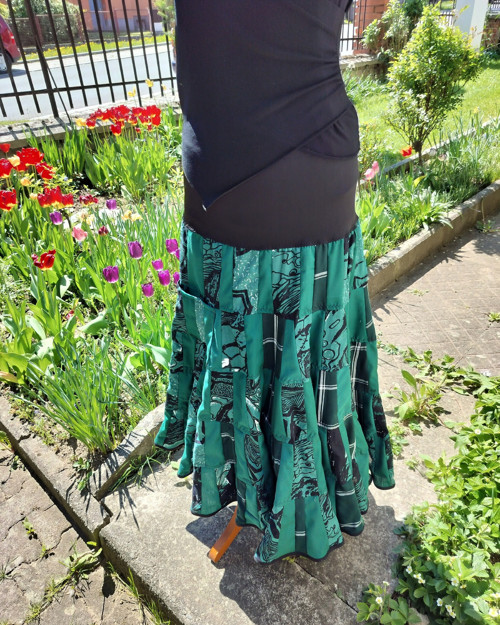 Patchworková volánová sukně Green lady — foto 3