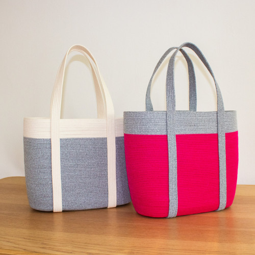 Kabelka SHOPPER fuchsiová a šedá — foto 3