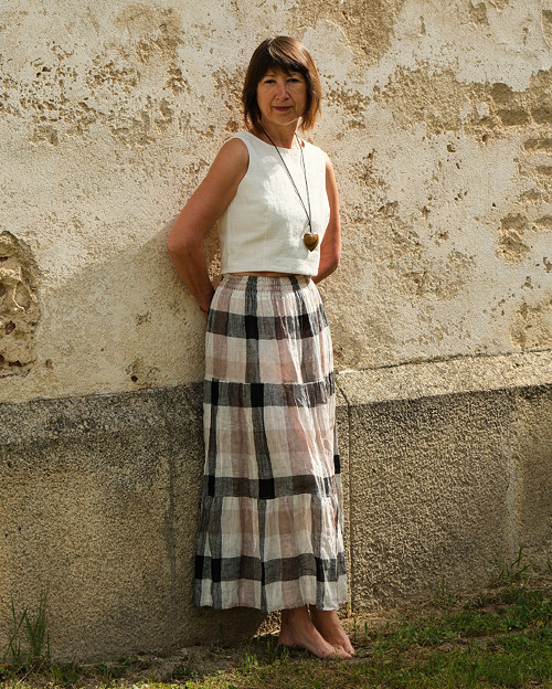 Sukně LNĚNÉ KOSTKY — foto 5