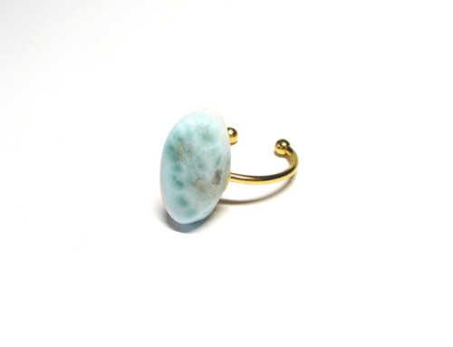 Larimar kapka, prsten chirurgická ocel — foto 3