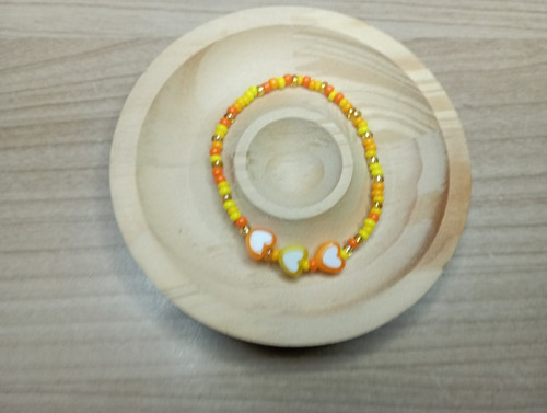 446 - Náramek 15cm - srdíčka (oranžový) — foto 2