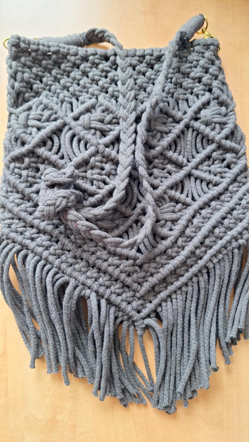 Macramé boho crossbody kabelka/taška čokoládová — foto 4