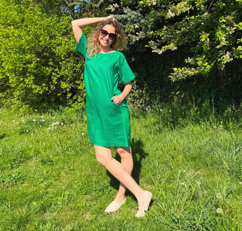 Lněné rovné šaty krátké — foto 6