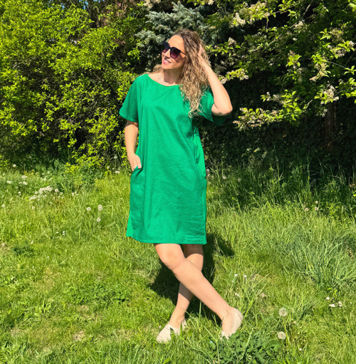 Lněné rovné šaty krátké — foto 2