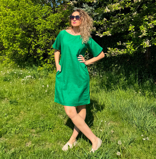 Lněné rovné šaty krátké — foto 3