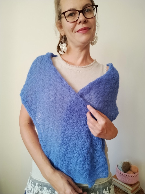 Tmavě zelený šál alpaka/hedvábí — foto 3
