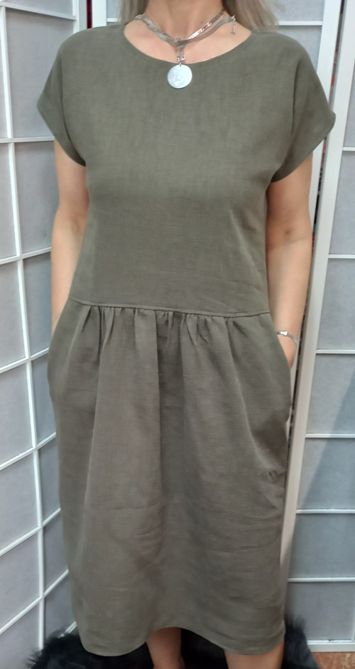 Šaty LEN- Khaki — foto 2