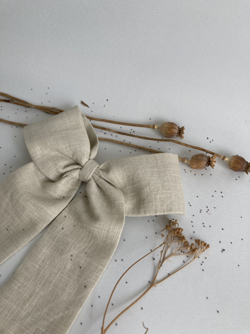 Ľanová mašľa MAXI - VANILLA — foto 5