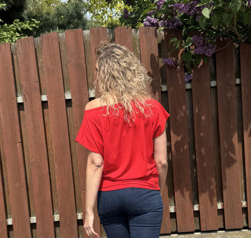 Volný top s pasem červený — foto 3