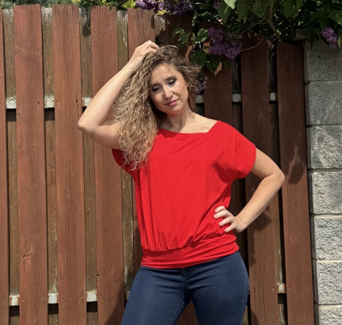 Volný top s pasem červený — foto 4
