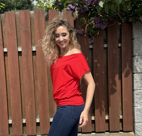 Volný top s pasem červený — foto 2