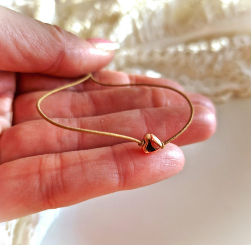 Náramek*hematitové srdíčko*rosegold — foto 3