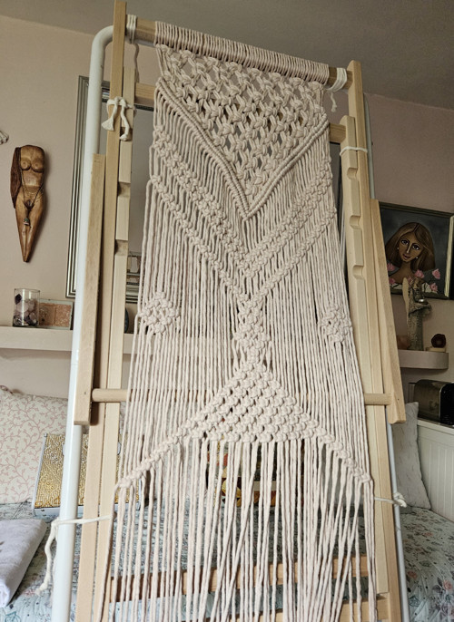 Macramé béžové LEHÁTKO LENY s područkami — foto 5