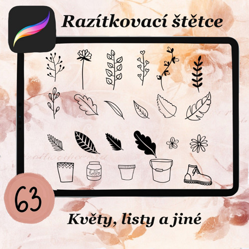 Procreate - razítkovací štětce - Květy a listy — foto 2