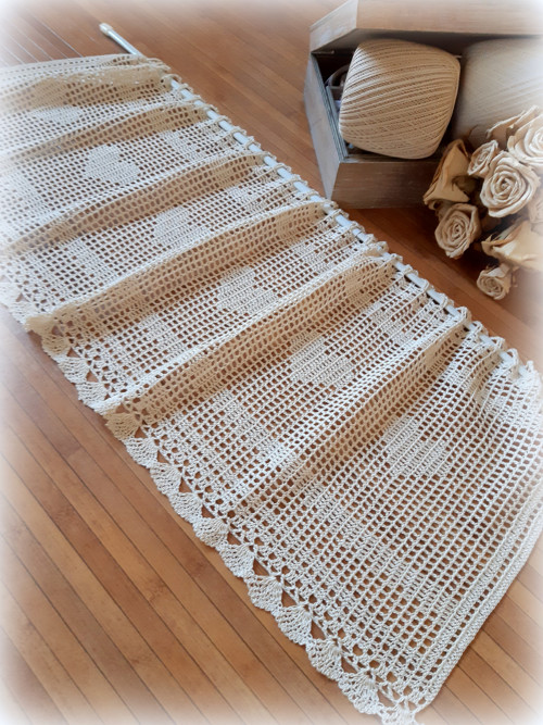 Záclonka ECRU 90x33 háčkovaná — foto 3