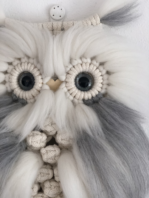 Macramé sovička šedá melír — foto 3
