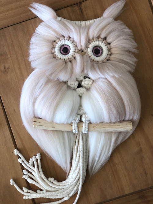 Macramé sovička melír pudrová — foto 2