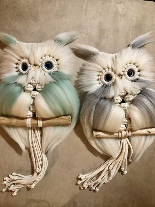 Macramé sovička melír tyrkysová — foto 2
