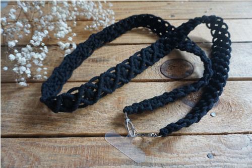 Macramé popruh na telefon Black — foto 4