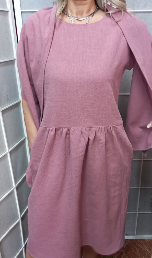 Šaty LEN- Starorůžová — foto 3
