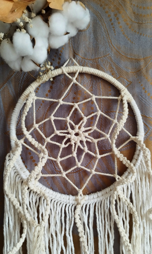 Macramé " Lapač snů- přírodní " — foto 4