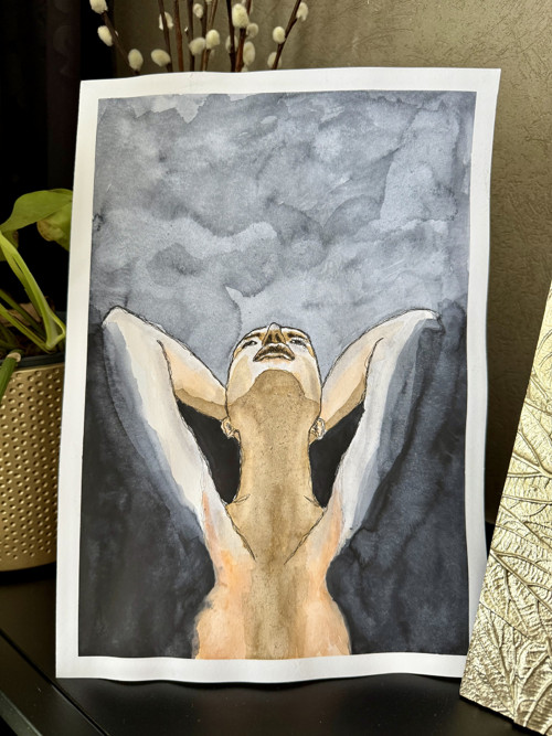 "Žena I." Akvarelová malba — foto 3