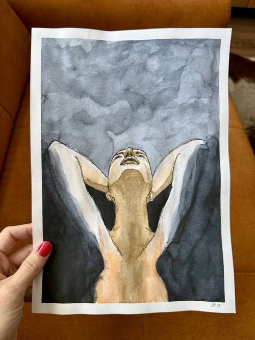 "Žena I." Akvarelová malba — foto 2