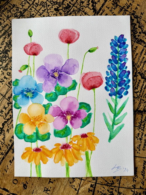 "Flowers" akvarelová malba — foto 2