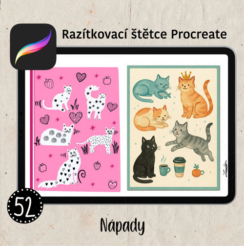Kočky - Procreate razítkovací štětce — foto 3