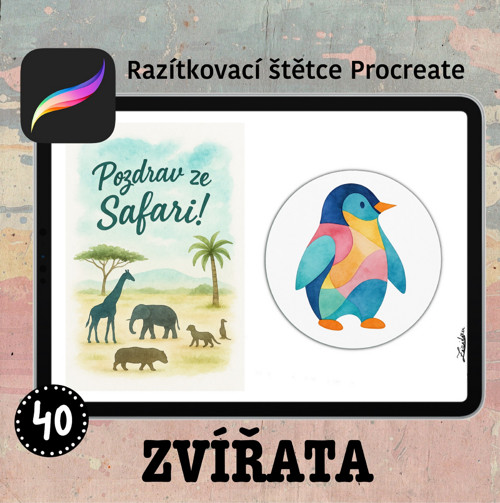 Zvířata - Procreate razítkovací štětce 40 ks — foto 3
