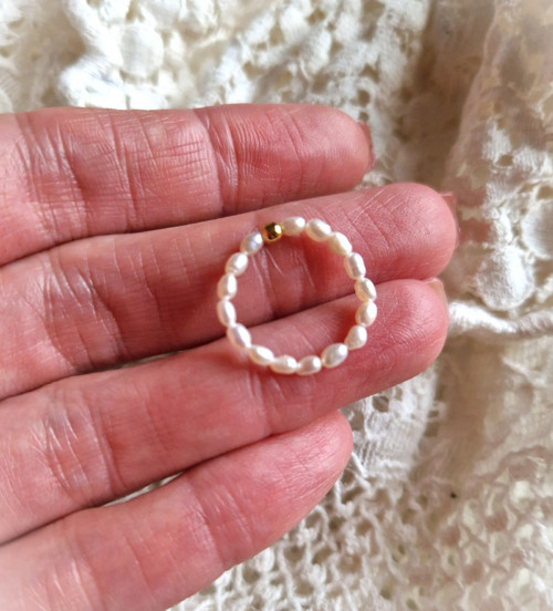 Přírodní říční mini perly*Ag925*prsten — foto 2