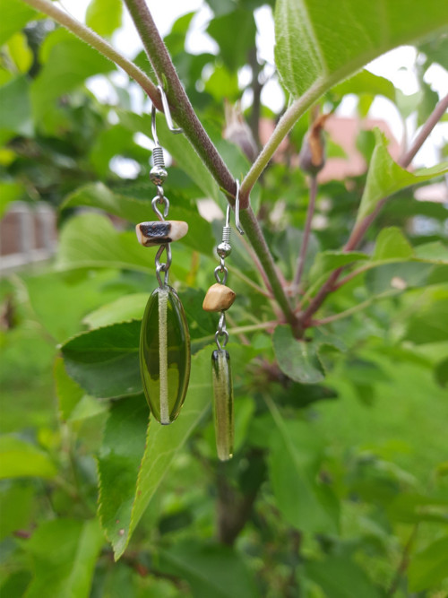 Náušnice s mokaitem - chirurgická ocel — foto 2