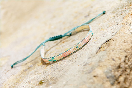 PEACH TURQUOISE - tkaný Miyuki náramek — foto 2