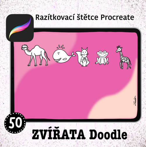 Zvířatka ilustrace Procreate štětce 50 ks — foto 5