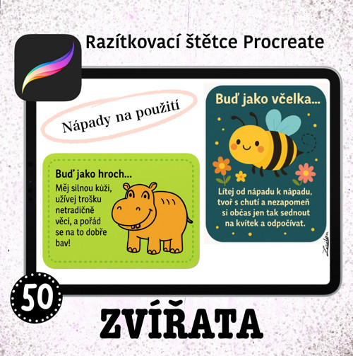 Zvířatka ilustrace Procreate štětce 50 ks — foto 6