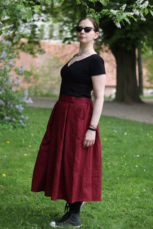 Lněná sukně wine — foto 4