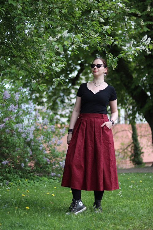 Lněná sukně wine — foto 5