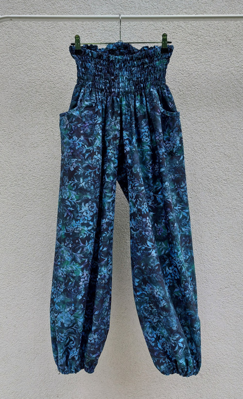 Turecké kalhoty Modrozelené-bali batik — foto 3