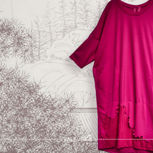 Oversize šaty magenta — foto 3