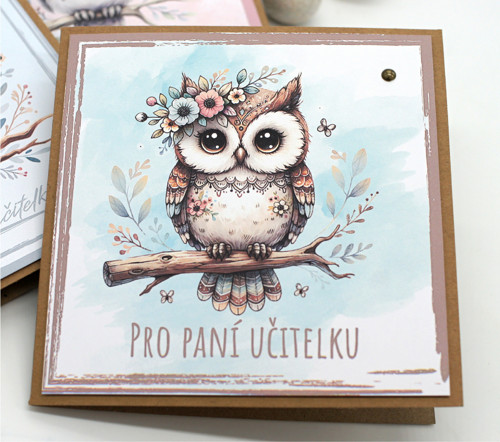 Přání pro paní učitelku BOHO sovička — foto 2