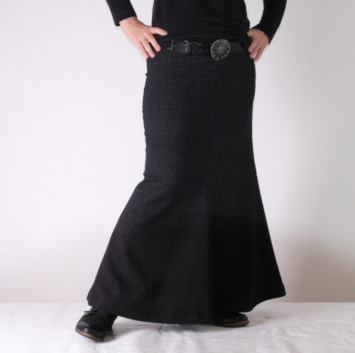 Maxi sukně černý denim — foto 3