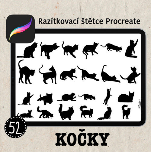 Kočky - Procreate razítkovací štětce — foto 4