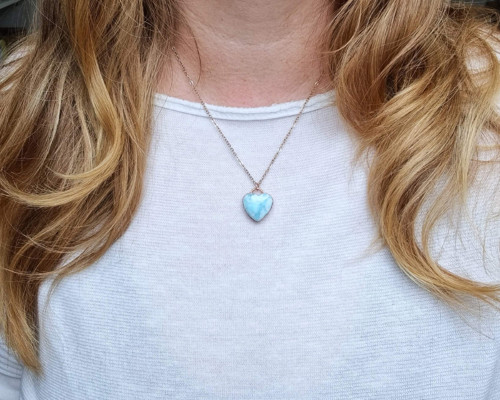 Larimar srdce - přívěsek/náhrdelník — foto 4