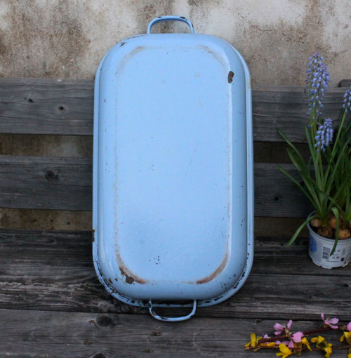Smaltovaný světle modrý pekáč 43 cm — foto 3