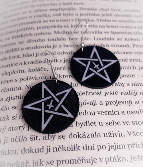 Náušnice pentagram křížek — foto 2