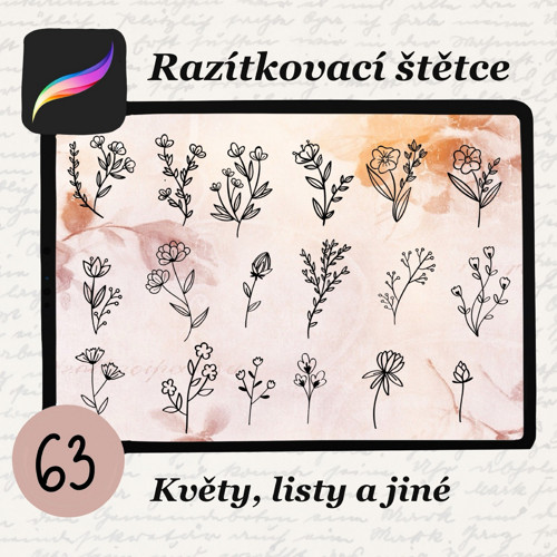 Procreate - razítkovací štětce - Květy a listy — foto 6
